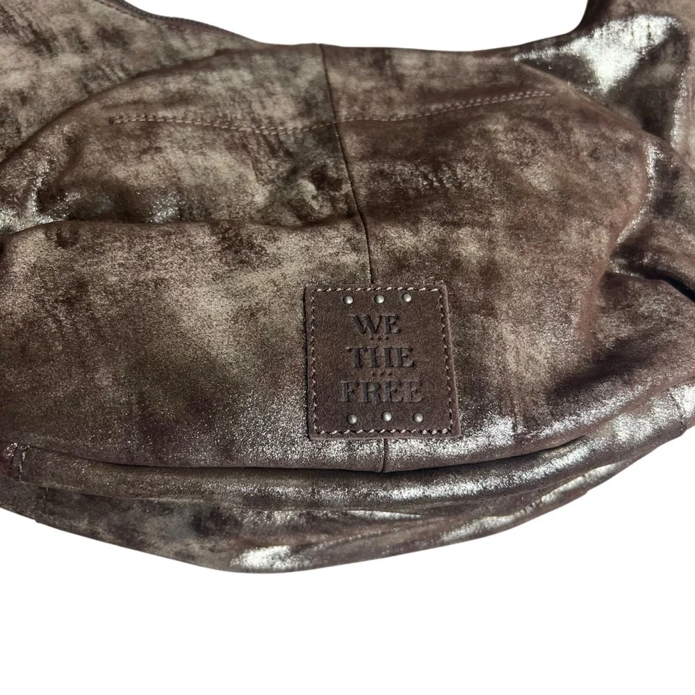 Free People NEW We the Free Sparta Chocolate Brown Metallic Hobo Bag Purse